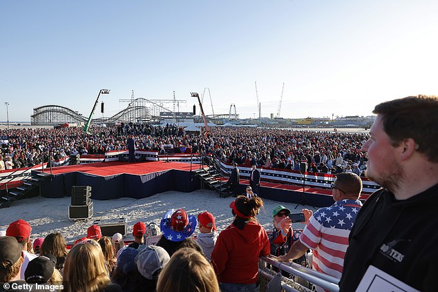 Trump held a large Jersey Shore rally in Wildwood on Saturday evening, where he talked about eating hot dogs and mocked the state's former governor Chris Christie.