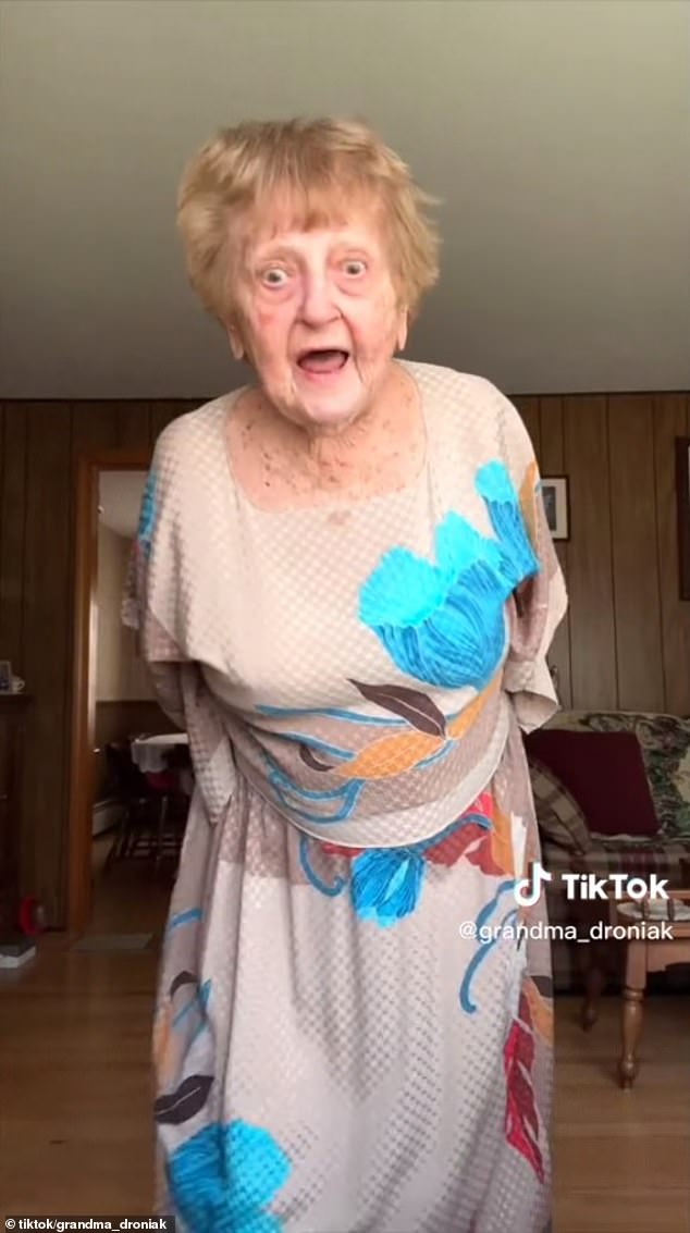 In her video, Droniak, who was heading to her first date in 25 years, moved the camera again to show off her outfit before giving it a twist to capture it in all its glory.