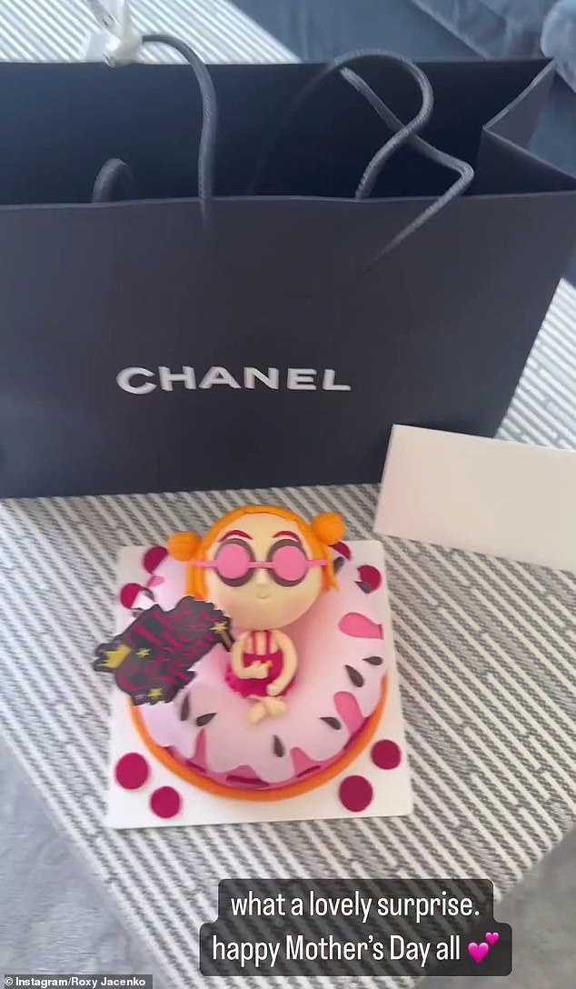 She also filmed herself receiving a large gift bag from Chanel and exclaimed, “Uh, are you kidding me?  Thank you!'