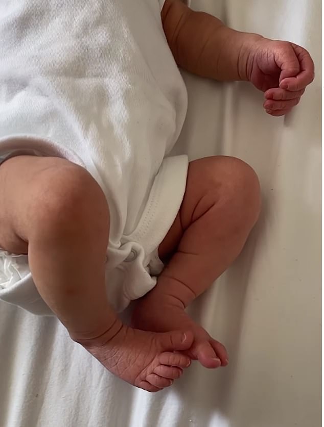 In a joint post, Sonyy and Danielle, who previously dated One Direction star Liam Payne, shared an adorable clip of the little one's precious toes wriggling in her new bed