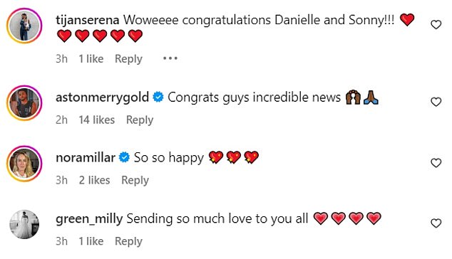 Just hours after sharing the happy news, many of their famous friends flocked to the comments section to share their congratulations