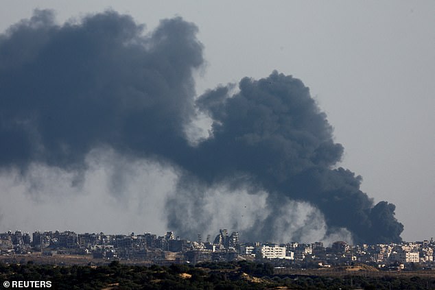 Smoke rises after an explosion in northern Gaza, amid the ongoing conflict between Israel and the Palestinian Islamist group Hamas, pictured on May 12, 2024