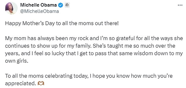 1715557767 107 Obama gushes about wife Michelle on Mothers Day and Biden