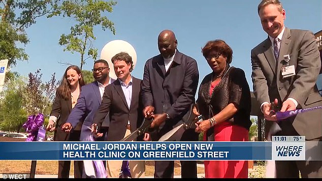 Jordan, whose net worth is estimated at $3.2 billion, cut the ribbon with his mother Deloris