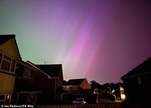 The solar storm that made the Northern Lights visible as far south as Suffolk (pictured) is already waning, but there are signs a new storm is on its way