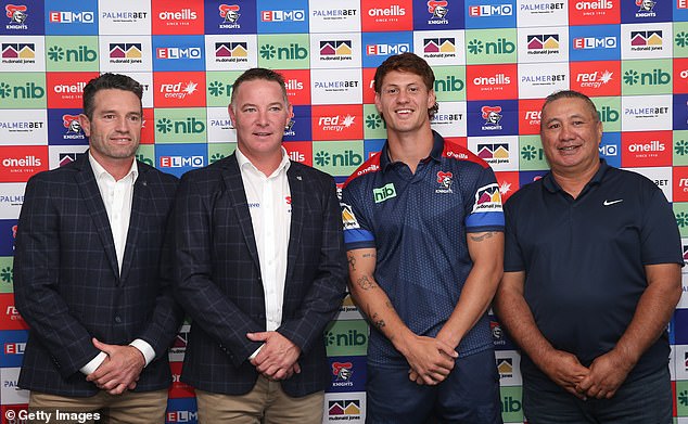 Ponga's father Andre (right) claims his son is owed a six-figure sum by a third party