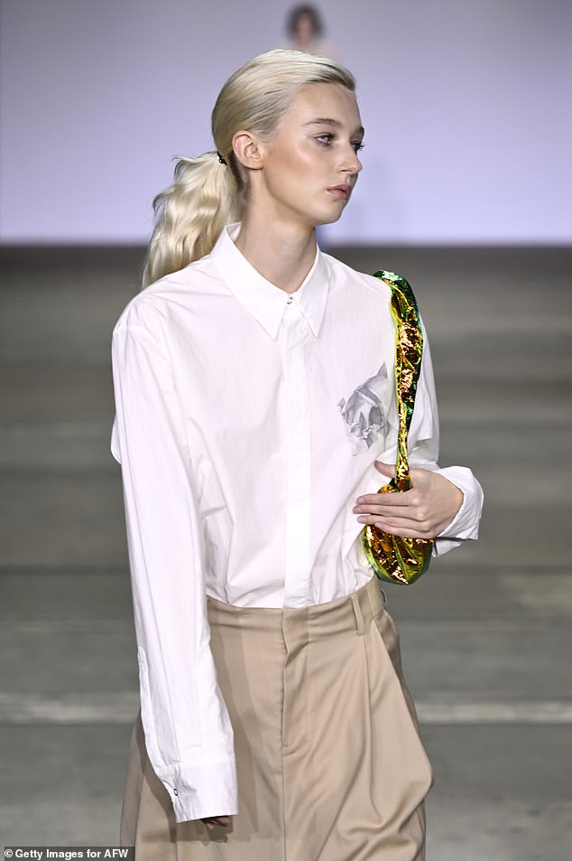 The leggy blonde looked every bit a supermodel as she walked the catwalk at the Rory William Docherty show at Carriageworks as her proud mother looked on.