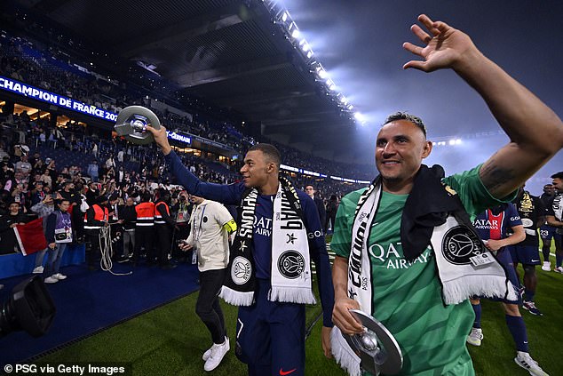 Both Kylian Mbappe (left) and Navas (right) say goodbye to the Parc des Princes on Sunday