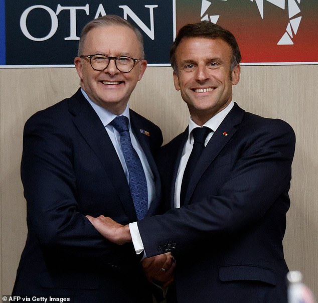 But Australia's relations with France have clearly thawed under Anthony Albanese (left, next to French President Emmanuel Macron), with the two countries now committed to working together in the Indo-Pacific.