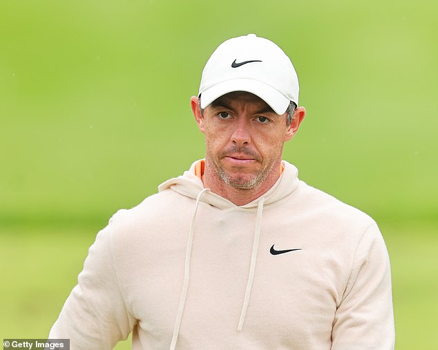 McIlroy looks on during his practice session at Valhalla Golf Club in Louisville, Kentucky