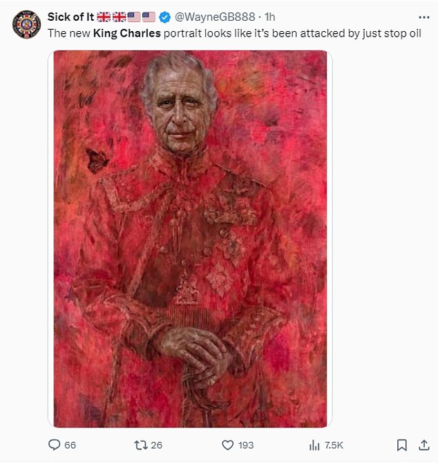 Others joked that the painting looks like it was 'attacked by Just Stop Oil'