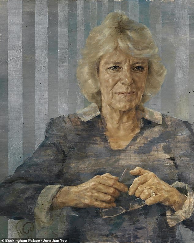 A portrait by Jonathan Yeo of Queen Camilla in 2014, when she was Duchess of Cornwall