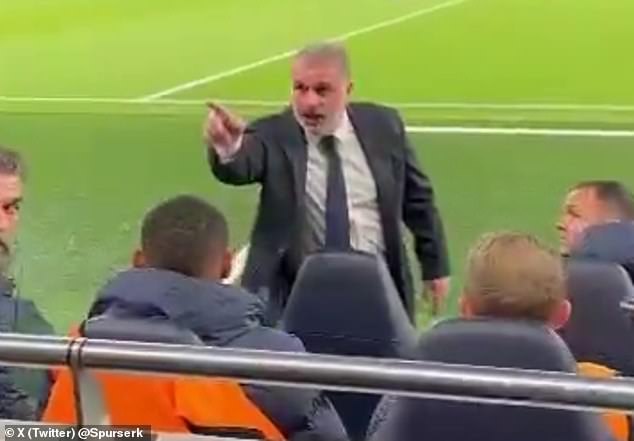 The Australian confronted a Tottenham supporter in the stands during the match