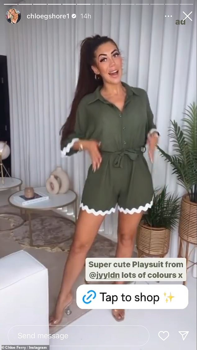 The reality star blew a kiss to her nearly four million followers before putting on a leggy display while wearing a playsuit