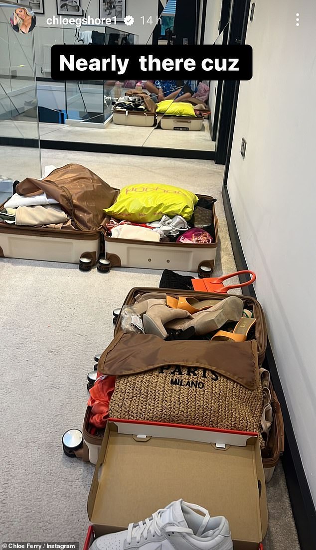 In one last moment.  Chloe shared a photo of her packing, which looked like she was taking even more suitcases with her.