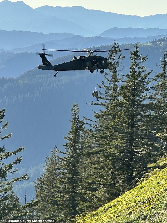 Rescuers found Halley unconscious and unresponsive.  A U.S. Army medical helicopter was deployed to navigate the steep terrain