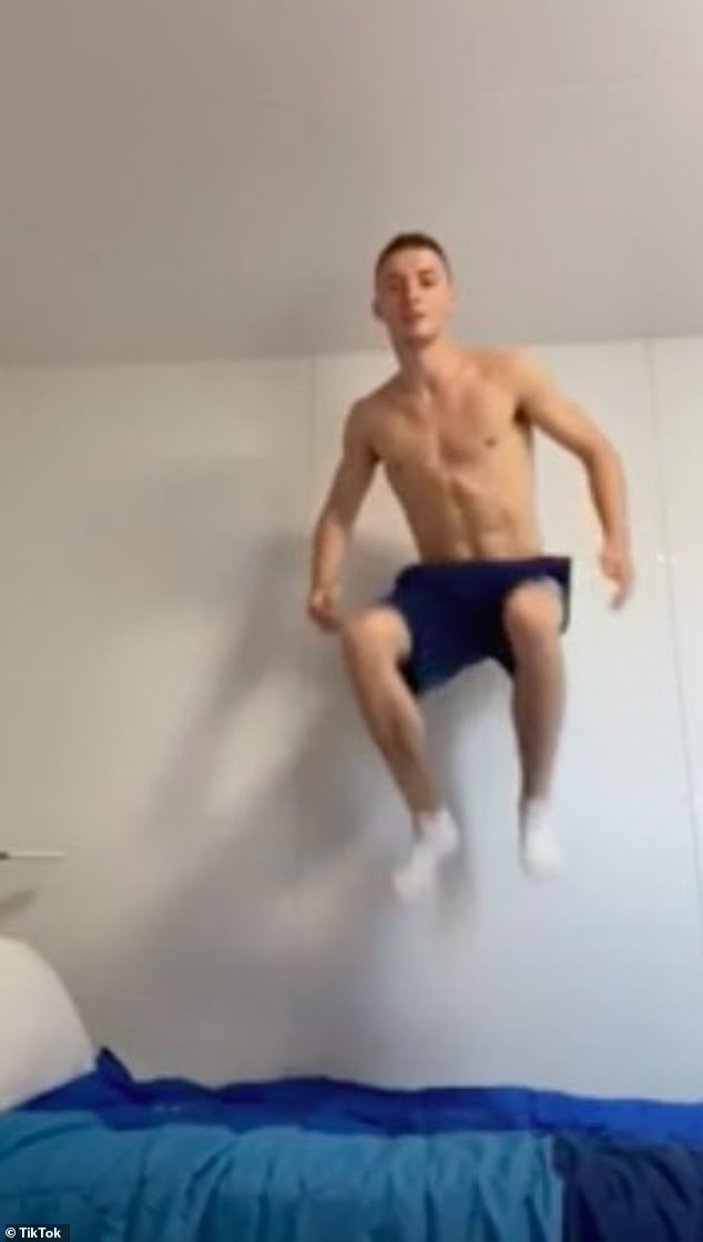 2021 Olympian Rhys McClenagahn proved the Olympic beds were sturdy by jumping on them