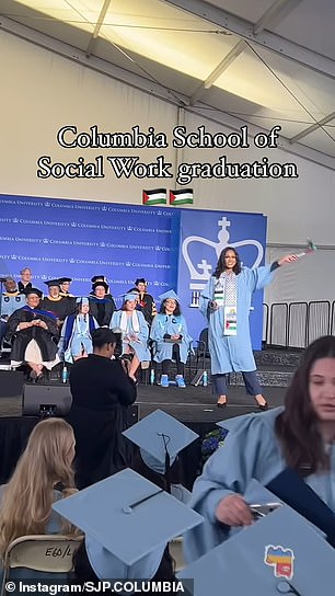 Several students were spotted waving Palestinian flags