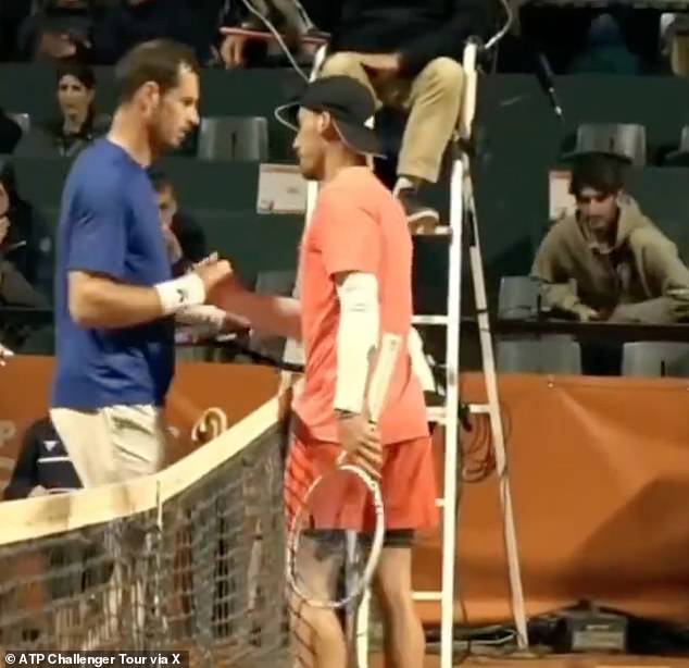 Murray shook hands with Jacquet, who had to withdraw after sustaining an injury