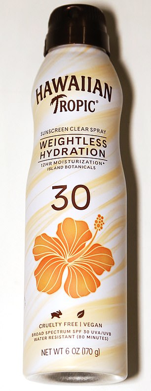 A common ingredient in sunscreens is homosalate – found in Hawaiian Tropic's Weightless Hydration sunscreen