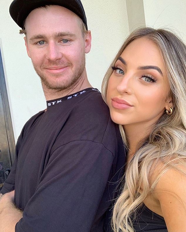 The 29-year-old (pictured with then-girlfriend Grace Collopy) played a total of 70 AFL games in a six-year career that also saw him play for the GWS Giants