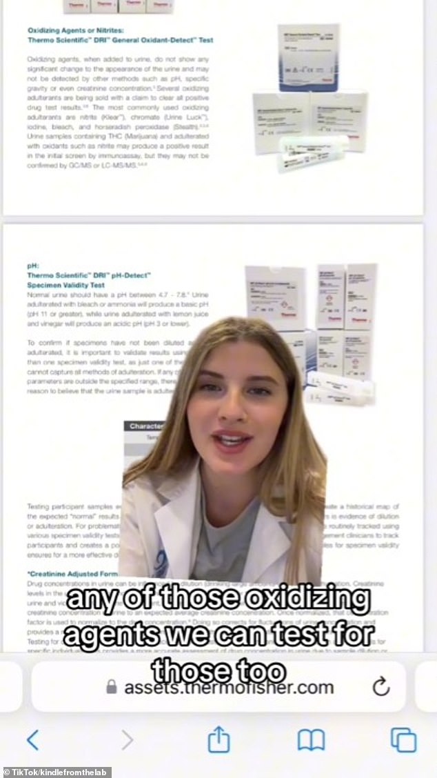 The laboratory technology discouraged people from adding oxidants such as nitrite, chromate and iodine to their urine because such substances can be detected in a test