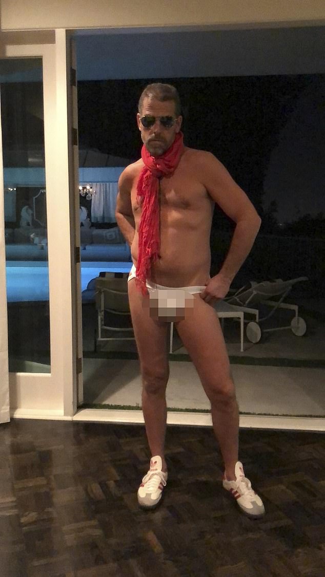 A photo from Hunter Biden's laptop shows him wearing a red scarf and a jockstrap