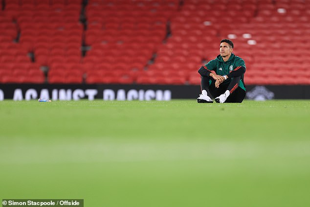 Varane took time to sit alone in the center circle when Old Trafford was empty