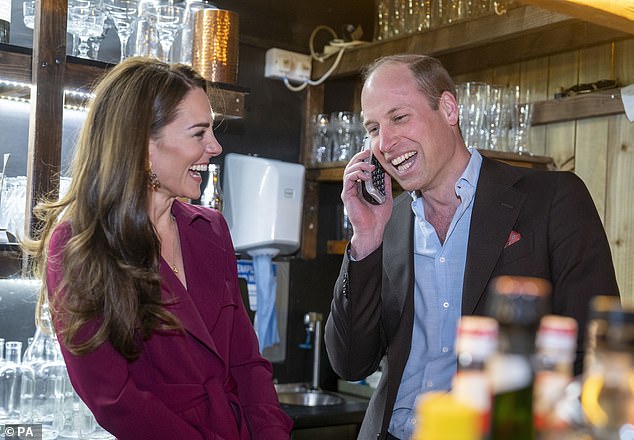 Prince William tries to make a reservation at an Indian restaurant in Birmingham in 2023, much to Catherine's amusement