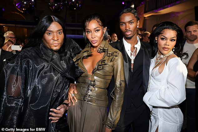 Pictured from left to right are Law Roach, Naomi Campbell, Alton Mason and Teyana Taylor