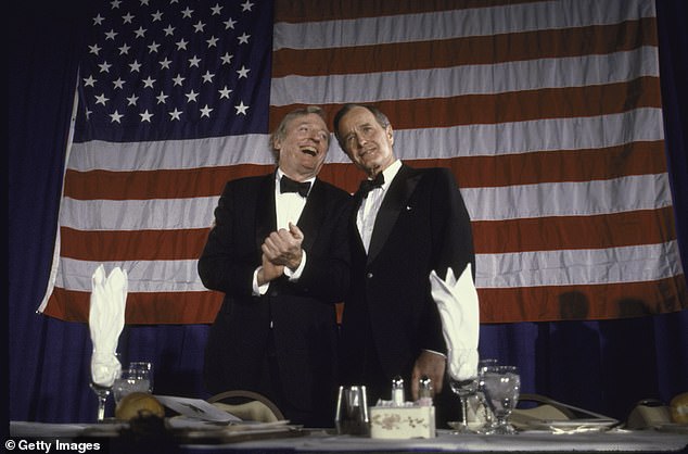 Buckley Jr.  is considered one of the architects of the modern conservative movement.  Pictured is Buckley Jr.  (left) with President George HW Bush