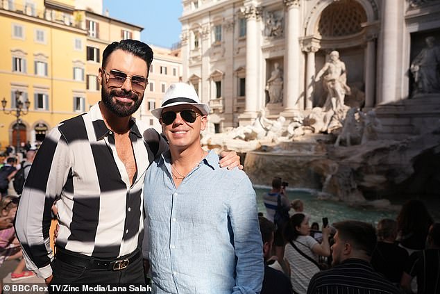 On paper, however, their personalities are very different: Rob is a cultured and erudite criminal lawyer, while Rylan is a Eurovision presenter and former X Factor semi-finalist.  Pictured in Rome during a tour