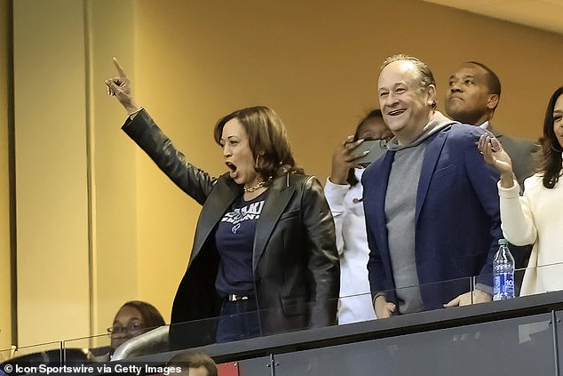 Vice President of the United States Kamala Harris and her husband Douglas Emhoff attend a soccer game in Atlanta