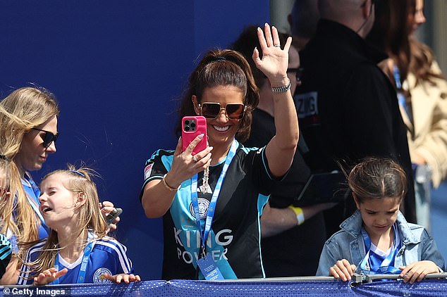 Rebekah Vardy looked every bit the proud woman as she supported her footballer husband Jamie at Leicester City's trophy parade earlier this month