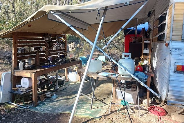 The friends claim it's not just any campsite: they have dry storage, a functional outdoor kitchen (pictured), solar energy and contained waste systems