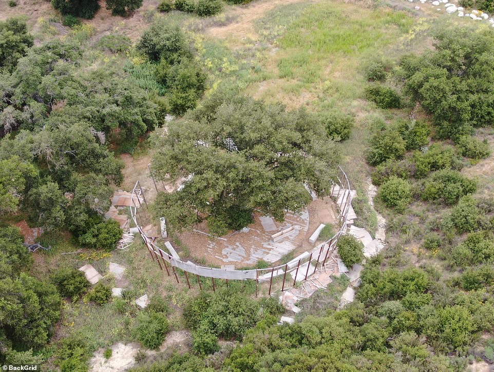 A circular spot outside the house was bordered by a fence that was also beginning to fall apart - and appeared to be the location of the domes of one of Ye's that he had built