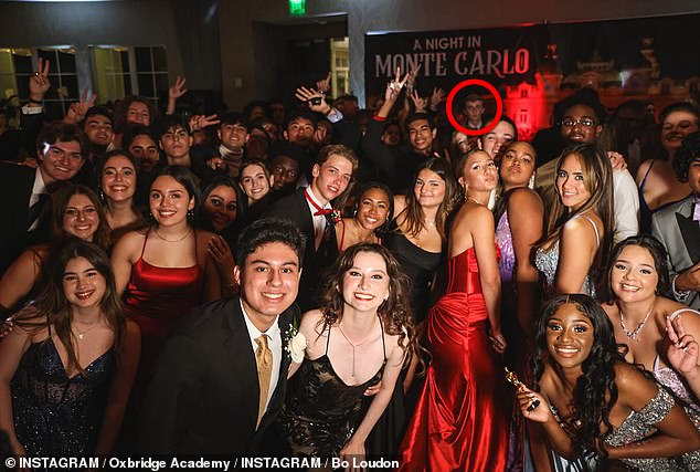 There was a rare sighting of the Trump stalwart on the school's Instagram page on April 12, when he was spotted in the back of a photo taken at a Monte Carlo-themed prom for his fellow class of 24 students.