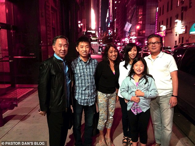 If convicted, Hwang (pictured with his family earlier in his career) faces up to 380 years in prison, which would amount to one of the largest frauds in American history.