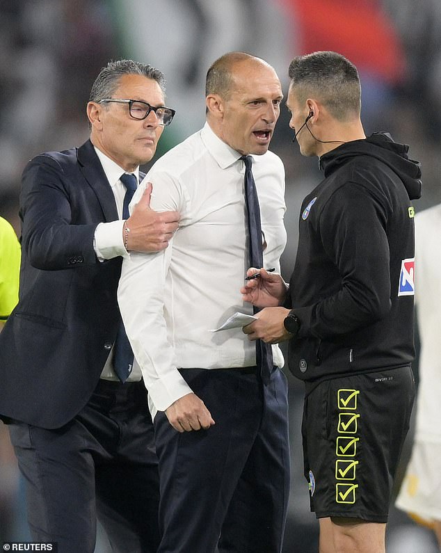 Allegri was sent off in the closing stages of the final at the Stadio Olimpico on Wednesday evening