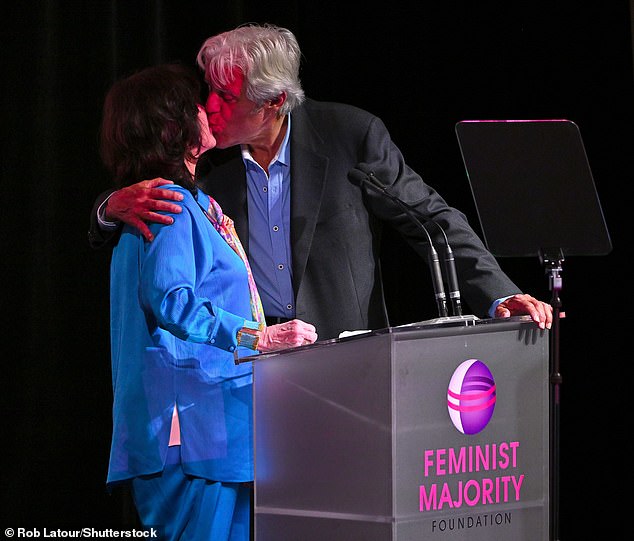 The couple took to the gala stage later that evening, where Leno choked back tears as he said marrying the philanthropist was 