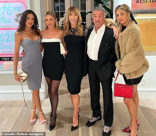 The couple was in New York to promote the second season of their reality show The Family Stallone.  The couple headline the show with their daughters Sophia, 27, (far left), Sistine, 25, and Scarlett 21, (far right) as they document their daily lives