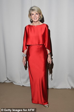 Ms Bishop made a statement in a striking red dress on Monday while attending Carla Zampatti's catwalk event