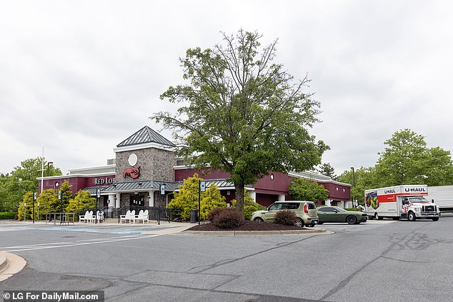 A U-Haul can is seen outside the now closed Red Lobster in Columbia, Maryland