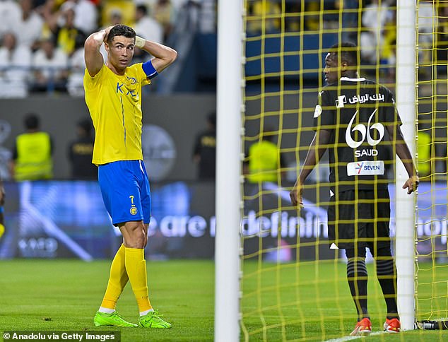 When Al-Nassr was 1-0 up, 39-year-old Ronaldo missed a golden opportunity when he was played into goal