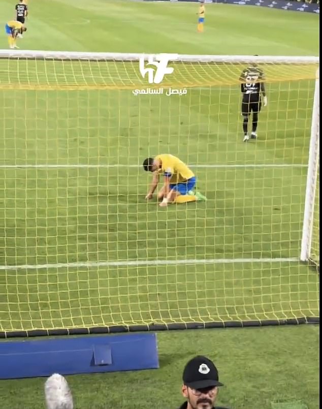 A clip on social media showed Ronaldo crouching down as he received the abuse