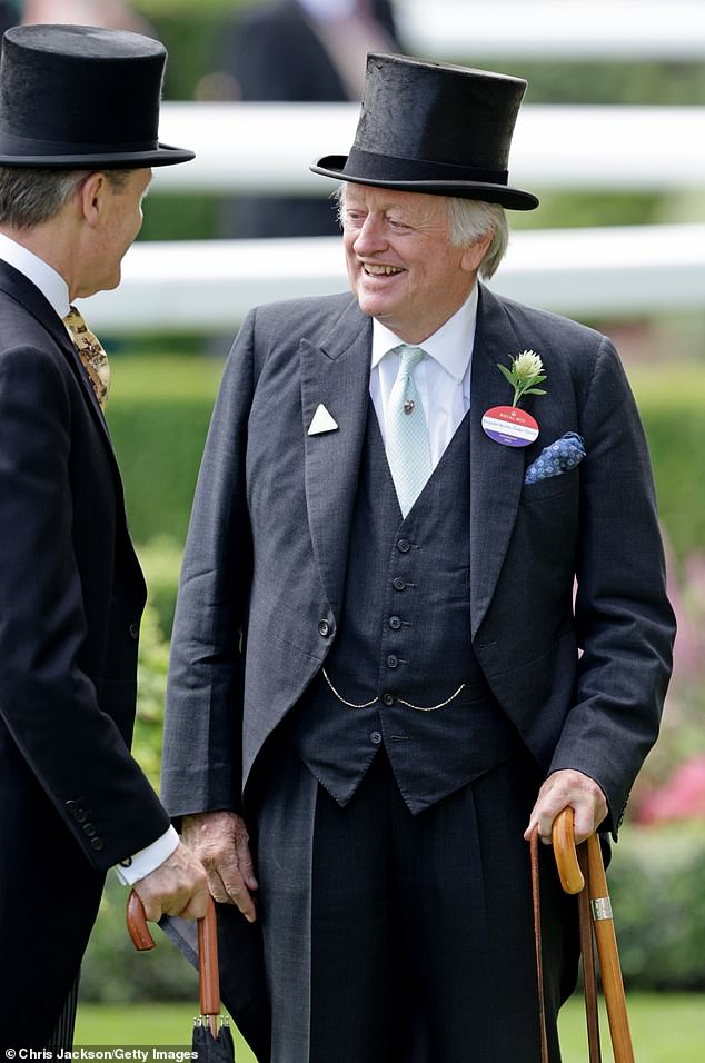 The relationship between the former Countdown presenter, 79, and the army brigadier, 83, was reportedly an 'open secret' among society's upper echelons (pictured at Ascot in June)