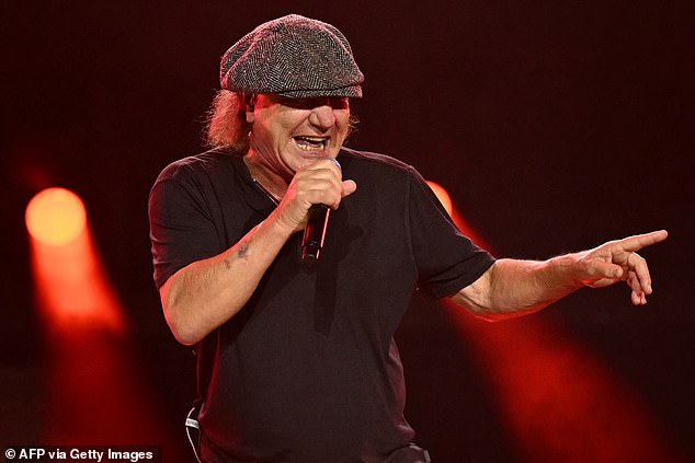 Angus Young joins Brian Johnson, Stevie Young and Matt Laug, who fills in on drums for Phil Rudd, and Chris Chaney, on bass in place of Cliff Williams