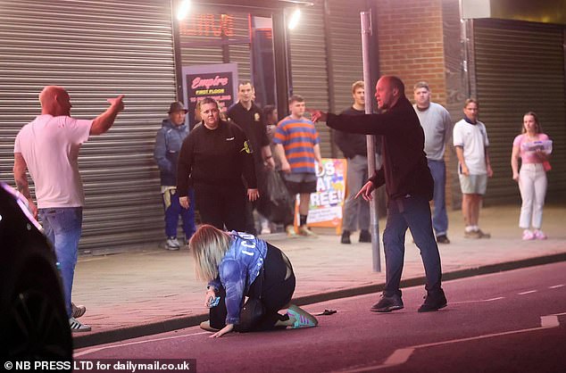 Scenes of a fight broke out on the streets of Skegness last night