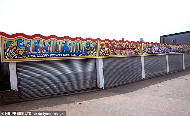 Closed shops at Skegness pleasure beach pictured yesterday