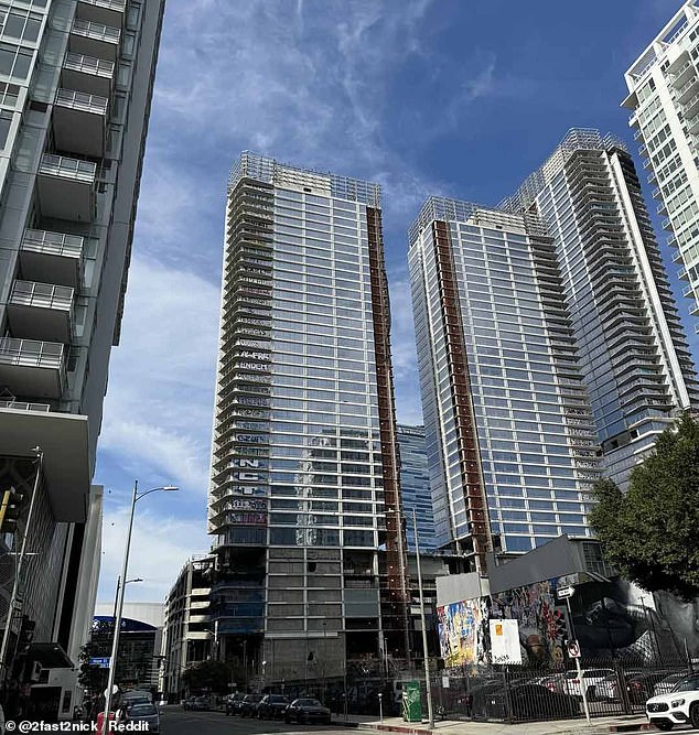 The Oceanwide Plaza Apartments were intended as a $1 billion luxury apartment complex and retail space, but have fallen into disrepair after sitting vacant for years